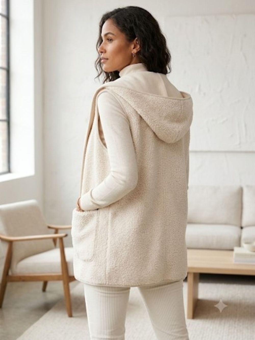Joie Cream Hooded Sherpa Vest